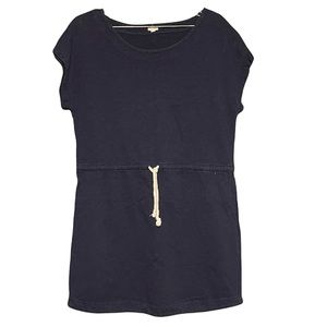 J. Crew Woman's Navy Sweat Mini Dress With Drawstring Waistband Size Small